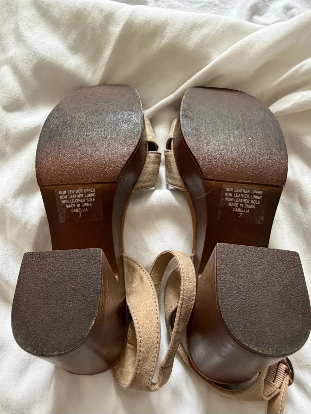 Princess Polly Tan Suede Platform Sandals with Block Heel